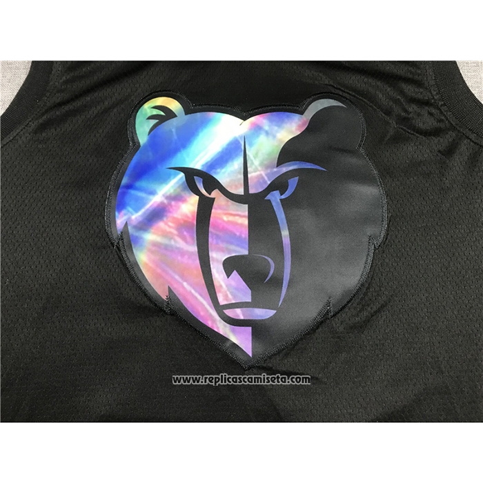 Camiseta Memphis Grizzlies Ja Morant #12 Iridescent Logo Negro
